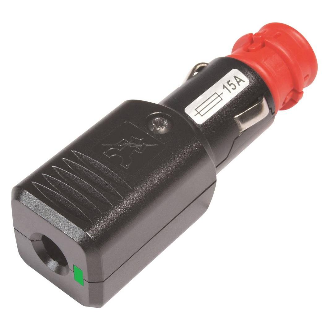 ProCar Universalstecker NG 15A LED mit Zugentlastung mit Sicherung, 12-24 Volt (67762115)