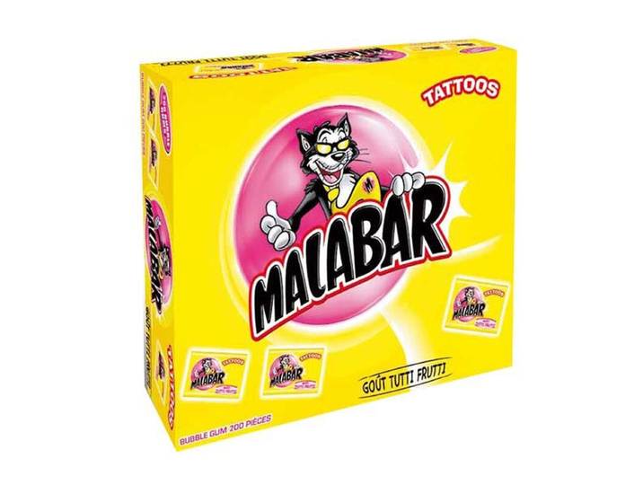 MALABAR Boîte de Bubble Gum Tutti Frutti, Lot de 200, 6,7 g par pièce