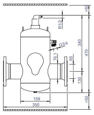 EDER SPIROTECH Luftabscheider, SpiroVent, DN65, Flansch PN16, 10bar, für Heiz- und Kühlanlagen, 1 Stk.