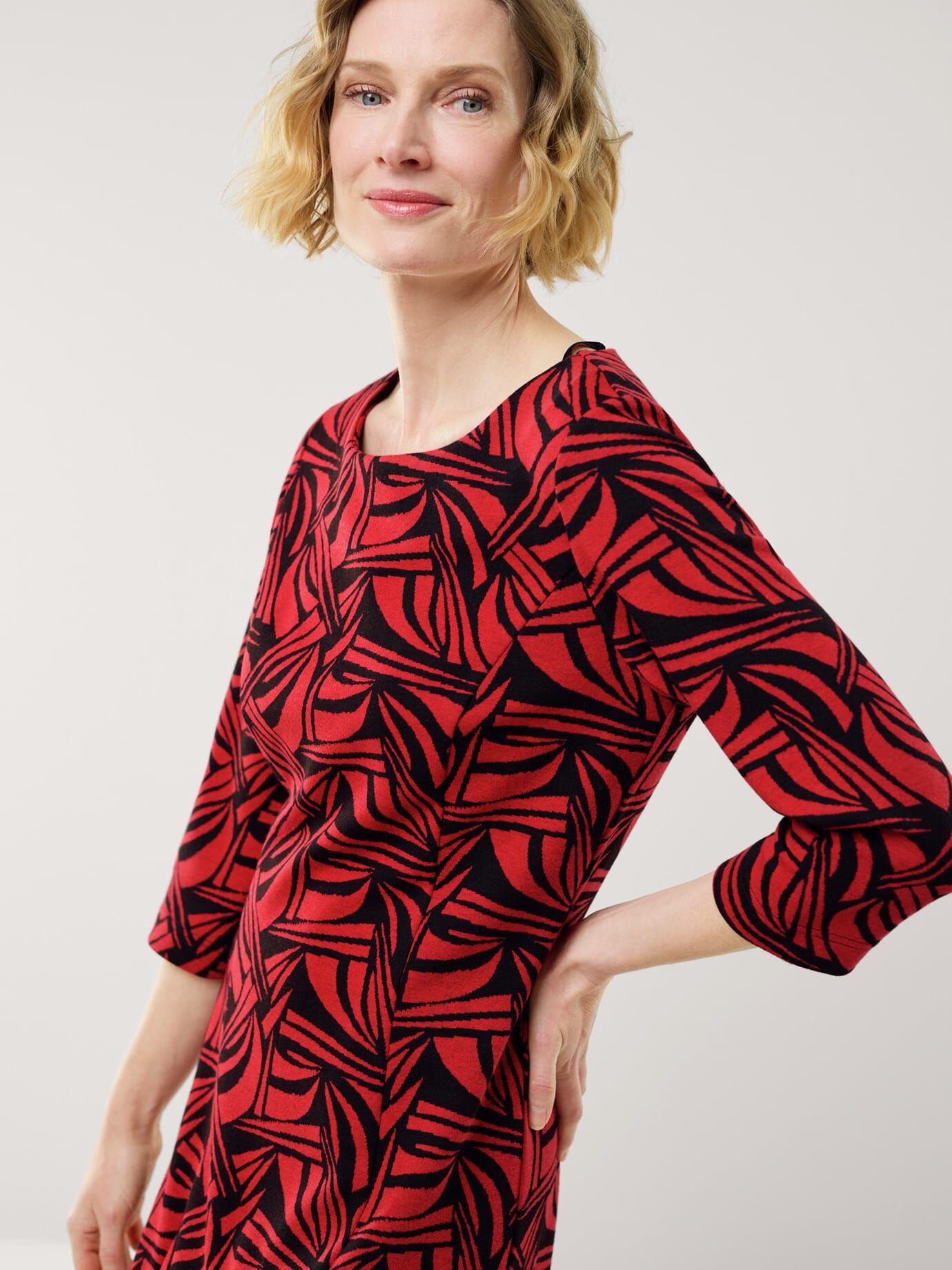 Walbusch Softjersey-Jacquardkleid, normale Größen, Farbe Rot, 44, bequemer, weicher Jersey festlich Damen