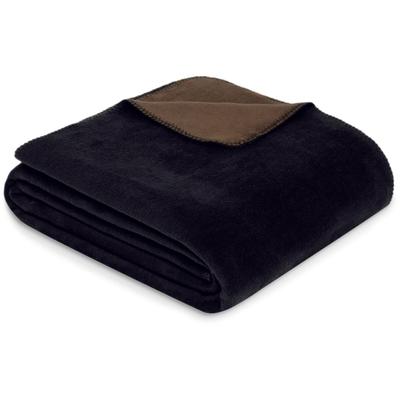 Wohndecke IBENA "Wohndecke Doubleface Dublin", schwarz (schwarz, braun), B:150cm L:200cm, Baumwolle, Polyacryl, Polyester, Wohndecken, Wohndecke, in trendigen Farben