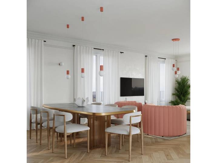 Suspension rose moderne avec sphère en cristal