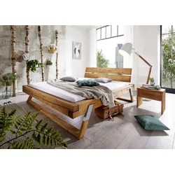 G+K Massivholzbett BE-0276 160 x 200 cm Holz Braun Kiefer