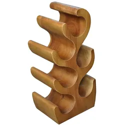 Design Flaschenregal aus Suar Massivholz geschwungener Form