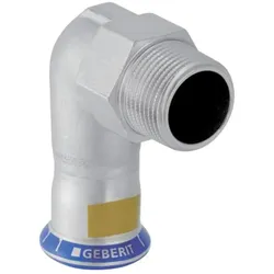 Geberit, Rohrverbindungstechnik, Gas-Übergangswinkel Mapress 90Grad mit AG, Edelstahl, d= 18mmxR 1/2 (Winkelverbindung)