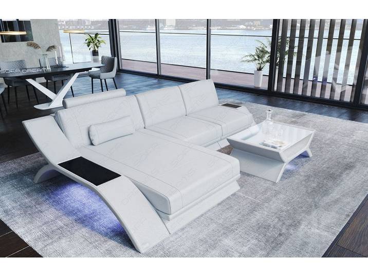 Couch Calabria L-Form in Leder