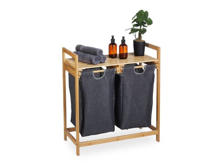 Relaxdays Dubbele wasmand bamboe