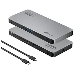 Icy Box Dockingstation IcyBox 12-in-1 Diamond Dock USB 3.2 Gen2 TypC (USB-C, 12 Ports), Dockingstation + USB Hub, Grau, Schwarz