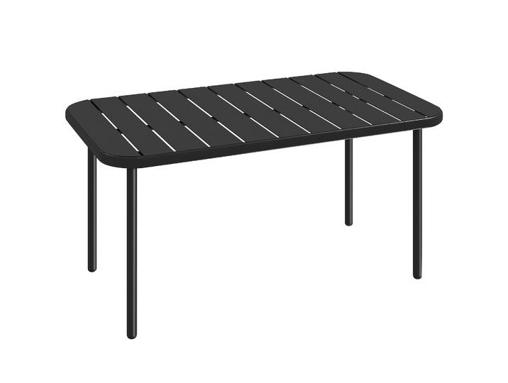 Outsunny Outdoor Salontafel, Weerbestendige Rechthoekige Metalen Tuintafel met Lamellen Tafelblad voor Buiten