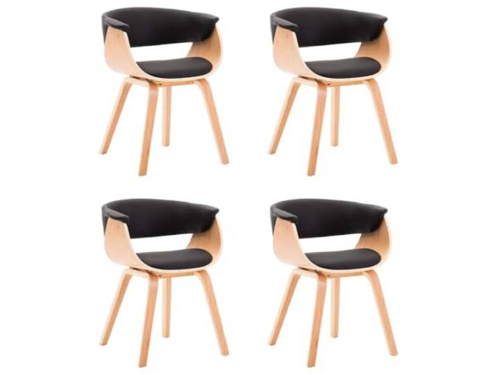 Coespram 4er Set Esszimmerstühle Schwarz Bugholz Kunstleder Ergonomische Küchensessel mit gebogenem Holzrahmen und pflegeleichter Polsterung für Esszimmer und Wohnbereich.