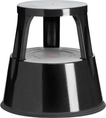 Fahrbarer Rolltritthocker, rutschfester Gummibelag, H 410 x ø 433/283 mm, bis 150 kg, schwarz