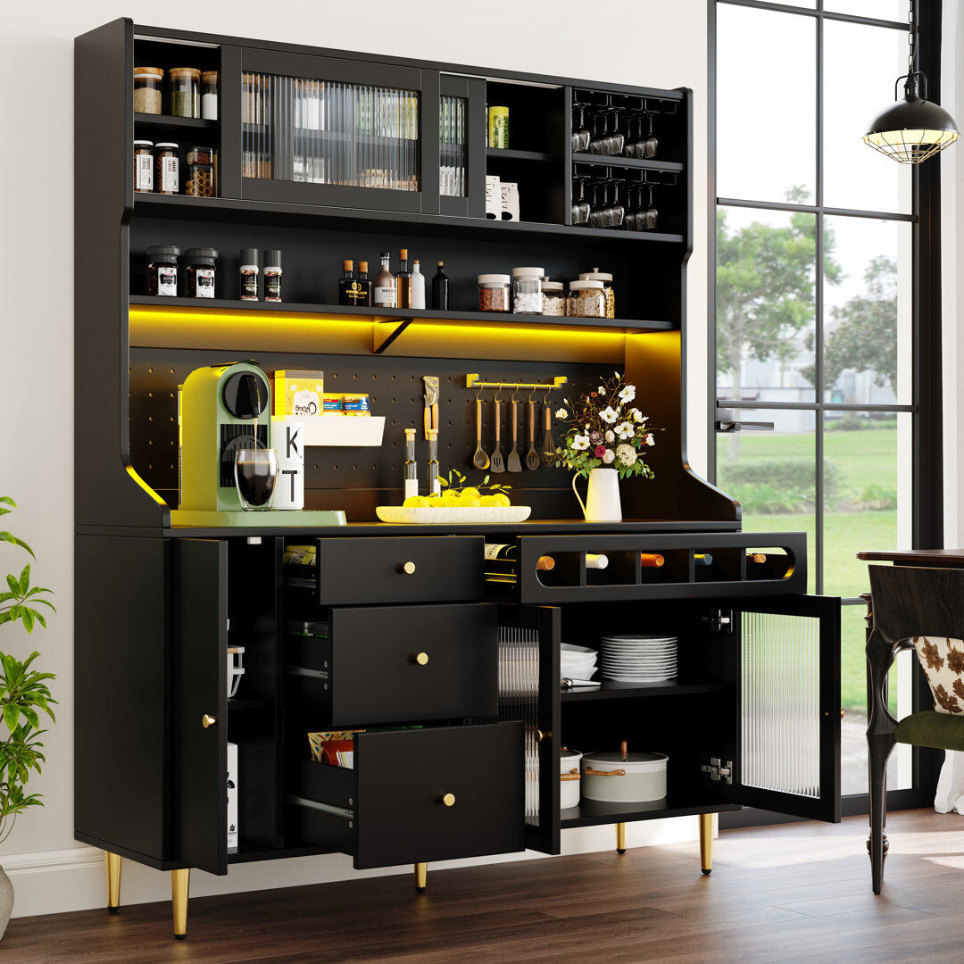 Brayden Studio 171cm Kitchen Pantry Black 171cm H X 145cm W X 39cm D