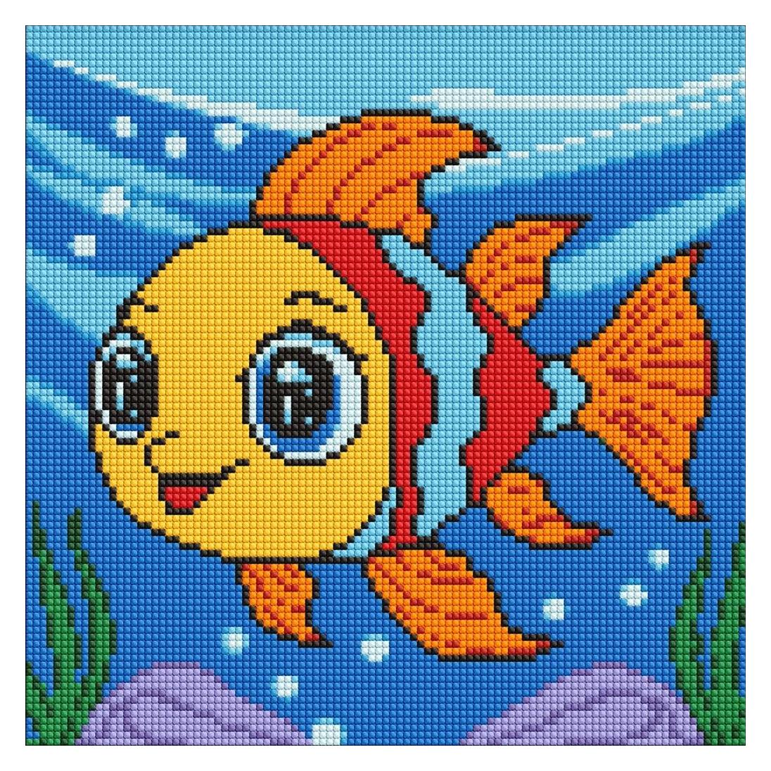 Ideyka Diamond Painting - Der verträumte Fisch 30 x 30 cm (AMC7991)