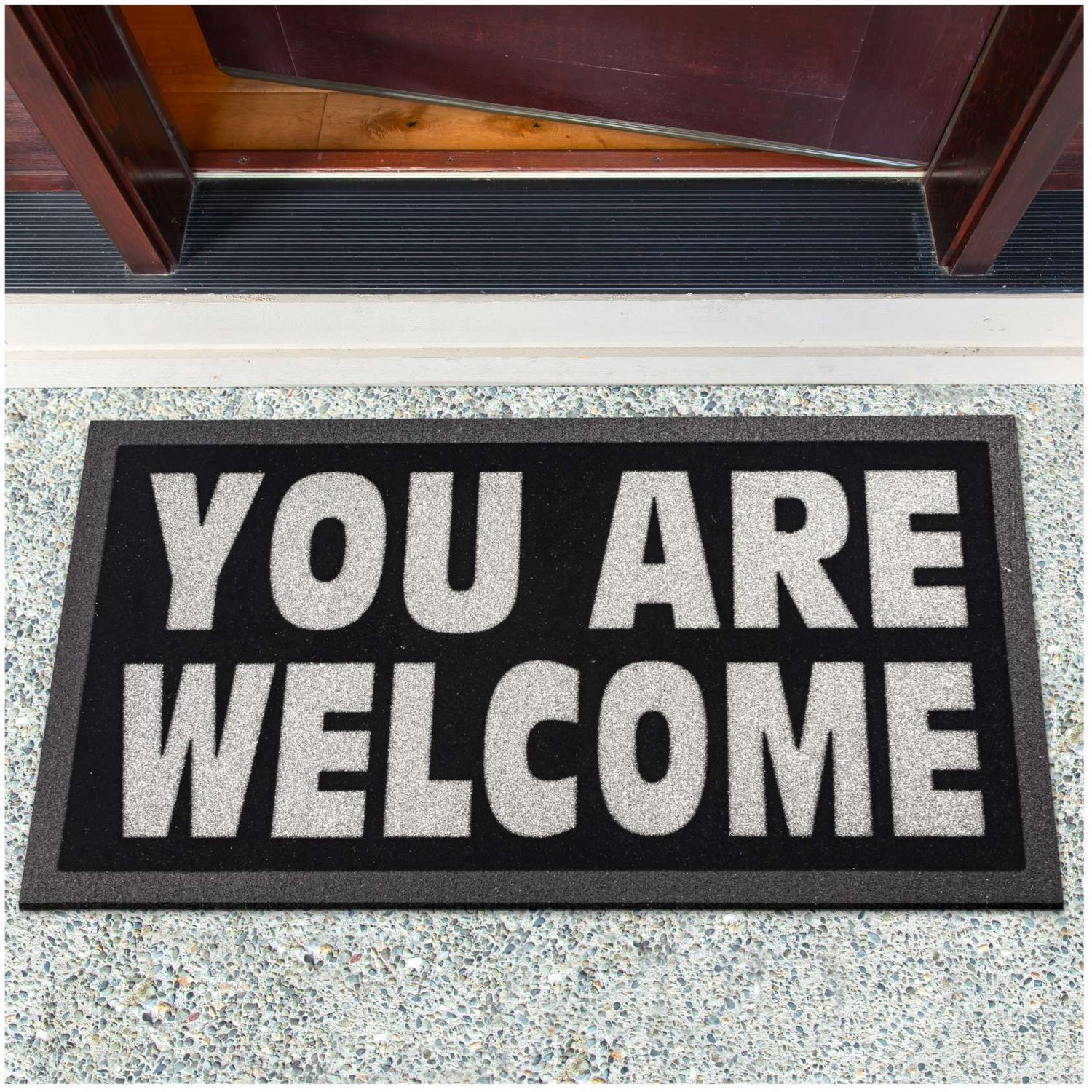 ANRO You Are Welcome Glitter Deurmat Zwart 40 x 68 cm - Antislip