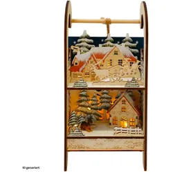 HTI-Living, Weihnachtsbeleuchtung, Weihnachtsdeko Holzschlitten mit LED