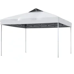 COSTWAY Pavillon 3x3m, Faltpavillon, Partyzelt, mit 8 Nägeln, 4 Seilen, 1 Tasche, Garten, Weiß