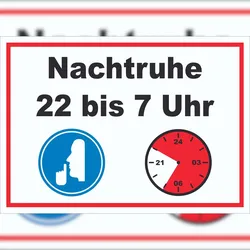HB-Druck Nachtruhe 22 bis 7 Uhr Schild A3 Rückseite selbstklebend