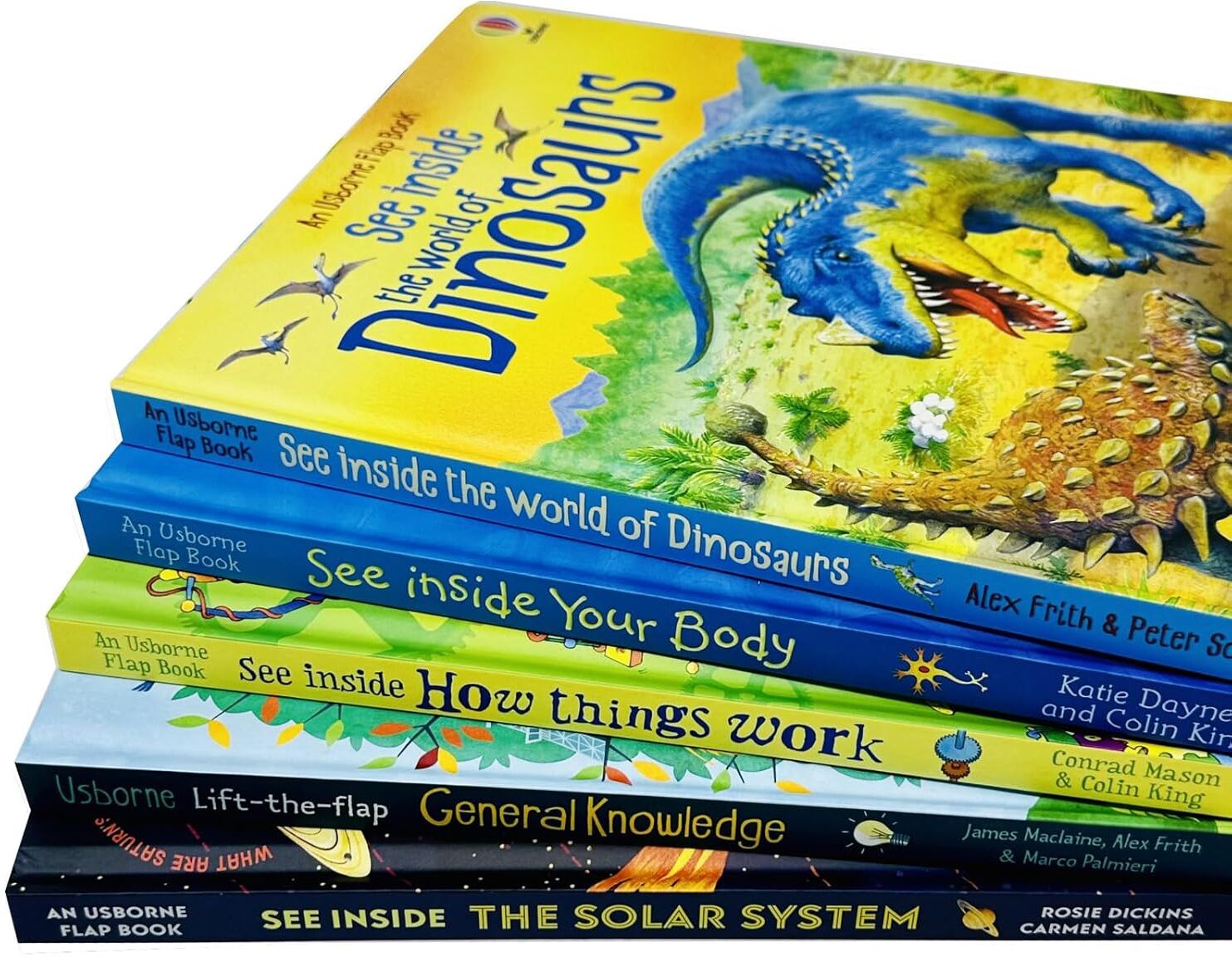 Usborne Lift-the-Flap See Inside 5 Books Collection Set   Dinosaurs, Human Body, How Things Work, General Knowledge & Solar System   350+ Flaps