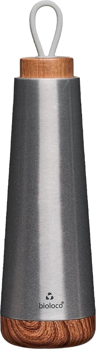 Thermoflasche "BioLoco loop 500 ml", grau (silberfarben), Trinkflaschen, 500ml, Edelstahl, Silikon, Thermoflasche silberfarben 500ml