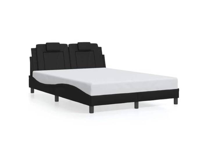 PUGYNBK Bettgestell Viana Kunstleder, Schwarz, 120 x 200 cm Gepolstertes Kopfteil, Folie inklusive, einfache Reinigung, Rückenstütze, Wellendesign