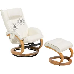 MASSAGESESSEL mit Fußhocker Kunstleder Beige Majestic