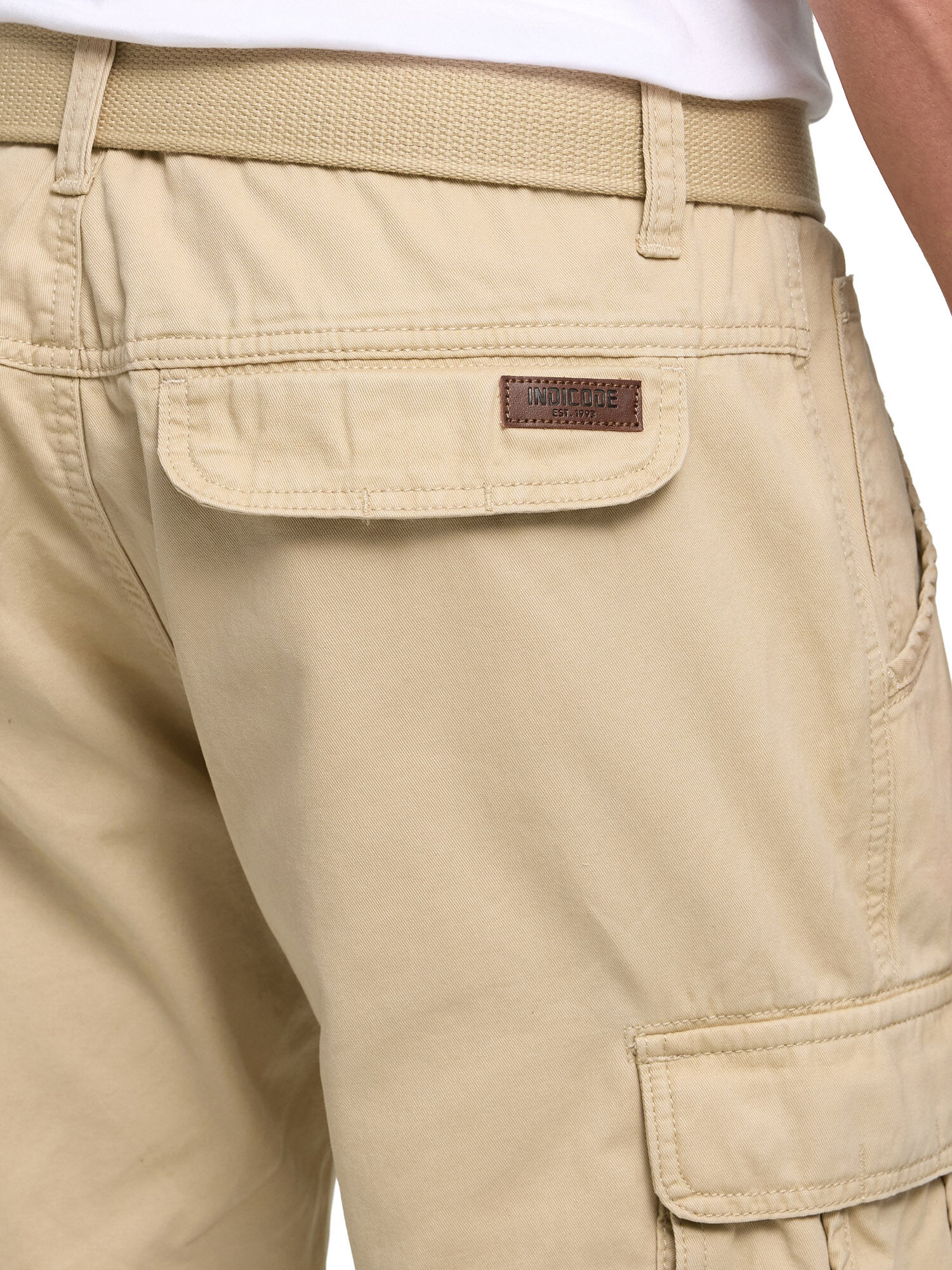 Cargoshorts INDICODE "INMonroe", Herren, Gr. S, N-Gr, beige (irish cream), Web, Obermaterial: 100% Baumwolle, unifarben, regular fit knielang, Hosen Cargoshorts irish cream S, N-Gr