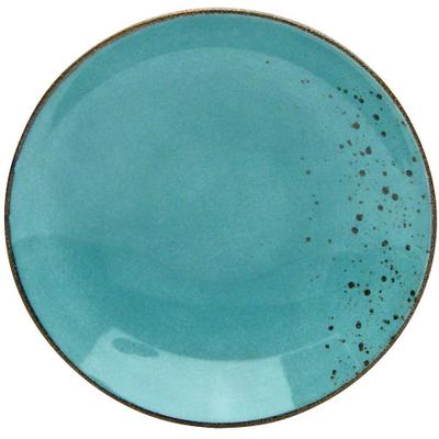 Suppenteller CREATABLE "Essteller NATURE COLLECTION", blau (aquablau), Ø:22cm, Steinzeug, Speiseteller, Teller Set für 6 Personen, Ø 22 cm, Steinzeug, tiefe Teller