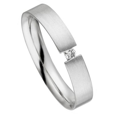 Fingerring JOBO "Ring mit Diamant" Gr. 56, silber (silber 925), Fingerringe, Damen, 56, P1 = bei 10-facher Vergrößerung erkennbare Einschlüsse, Diamanten Silber 925 (Sterlingsilber), Diamanten, Silber 925 (Sterlingsilber), Fingerring, 925 Silber