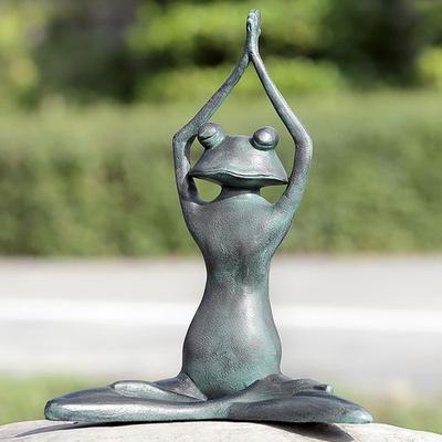 San Pacific - Ds Stretching Yoga Frog Garden Sculpture Verdi Bronze , Verdi Bronze