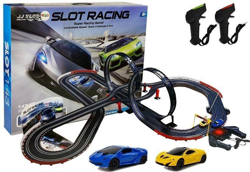 Lean Toys Grote racebaan met twee lussen, schaal 1:43, inclusief auto's en lichteffecten, modelnummer 1020