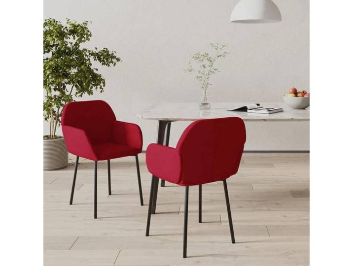 Mode Chaises à manger JILL (Set de 2) Rouge bordeaux Velours LV1297