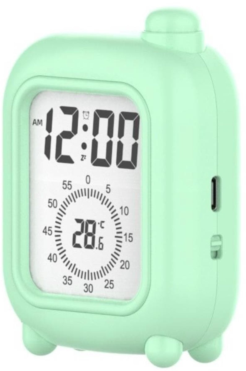 Oplaadbare kofferwekker met visuele timer in het groen