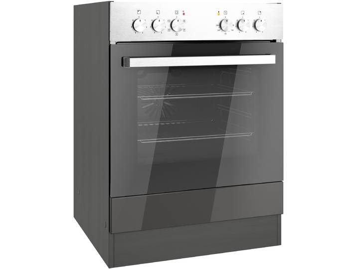 Herdumbauschrank KOCHSTATION KS-Milan , grau (grau hochglanz), B:60cm H:82cm T:60cm, MDF, Schränke, Herdumbauschrank, Herdumbauschrank 60 cm, matte oder hochglänzende Fronten