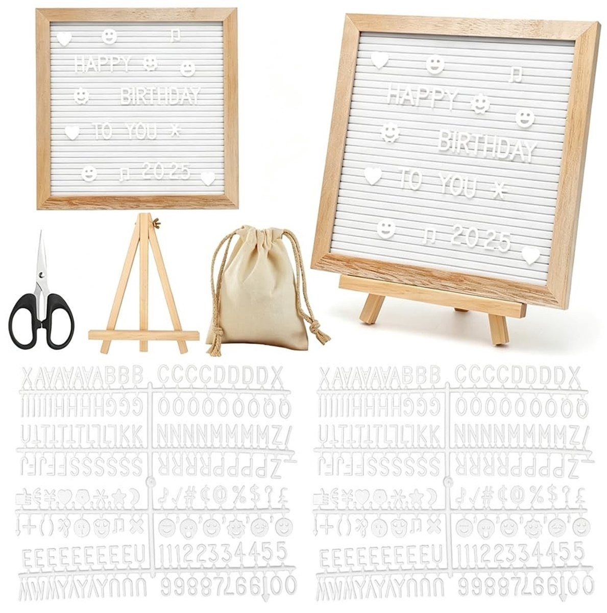Omgoods Eiken en Vilt Letterbord met 350 letters, Breedte: 25 cm, Diepte: 25 cm