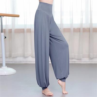 Latein-Ballsaal-Übungshosen für Damen – lockere Laternen-Tanzhosen mit weitem Bein, dehnbare hohe Taille für moderne/zeitgenössische Kurse