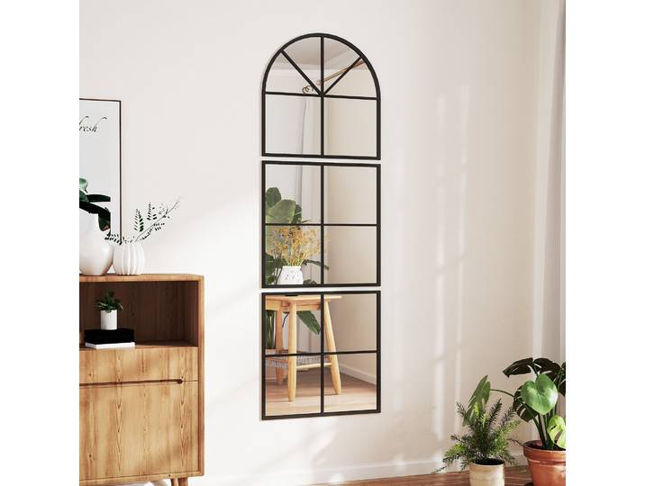 HOMCOM Miroir Arqué 70x50cm Cadre Métal Noir pour Salon/Chambre