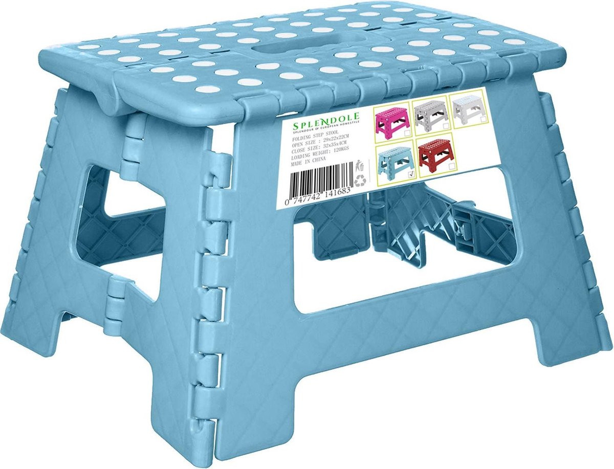 Splendole Kleine opvouwbare opstapkruk met antislip top, Turkoois