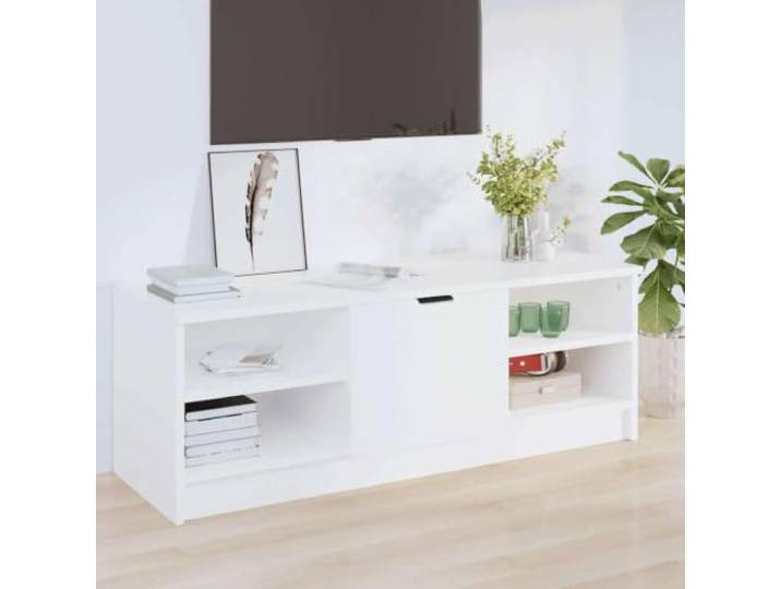 HEFZGDB Klassischer TV-Schrank aus Holzwerkstoff mit Fach und Ablagen für Multimedia-Geräte, Weiß 102x35,5x36,5 cm, robuste Oberplatte