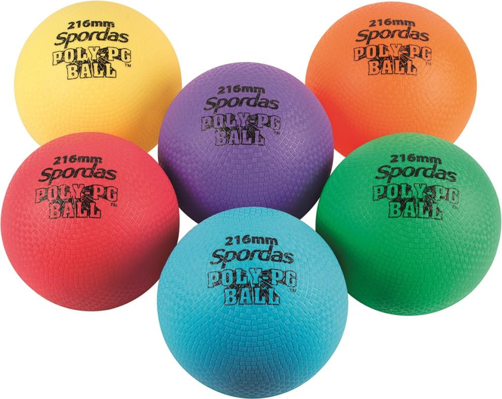 Spordas set van 6 kleurrijke speelballen - stevige polyballen