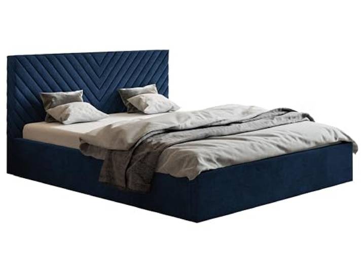 Emporius Doppelbett 180x200 Loris - Schlafzimmer, Bettkasten, Lattenrost - Polsterbett 180x200 (Dunkelblau - Kronos 09)