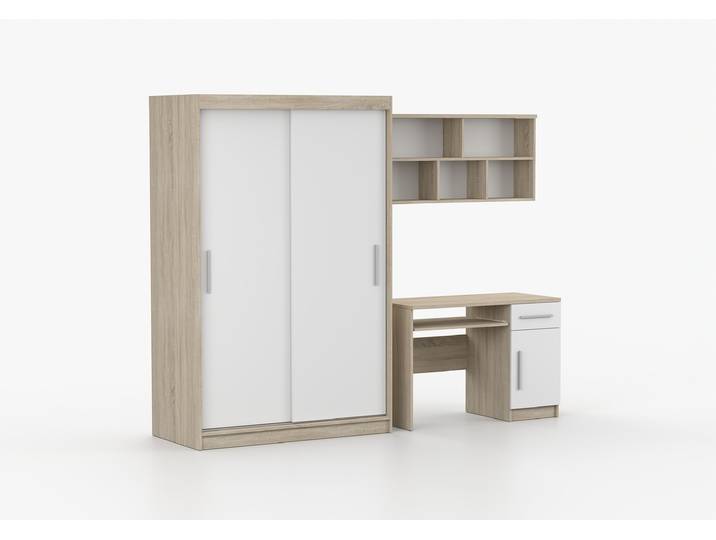 Jugendzimmer Komplett – Set TOBBY SB 04 (3-teilig) Sonoma Eiche Weiß