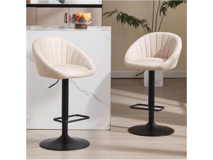MIPAN. Lot de 2 Bar Chair - Tabourets de Bar Beige - Modernes -Pivotant + Réglable (81-101cm) - Pour îlot de Cuisine Bar