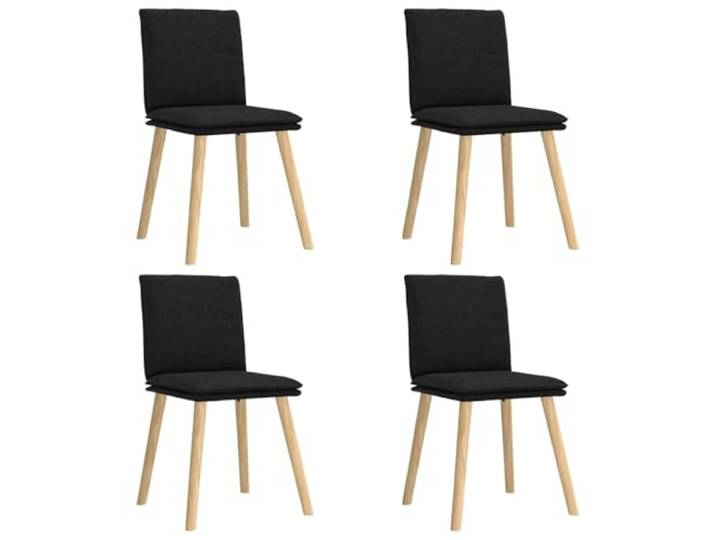 Coespram Esszimmerstühle 4er Set Polsterstuhl mit Holzbeinen Schwarz Bequeme Küchenstühle im 4er Pack mit atmungsaktivem Stoffbezug und stabiler Metall-Holz-Konstruktion fürs Wohnzimmer.