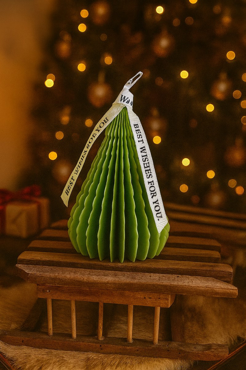 Sfeervolle Kerstboom Kaars in Warm Groen