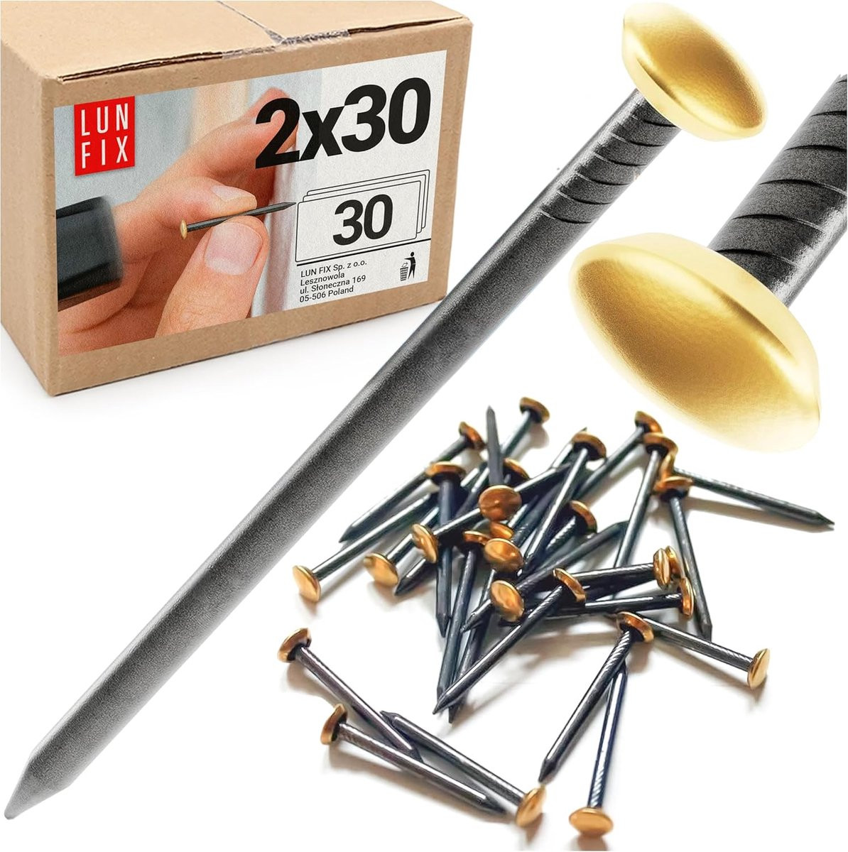 Decoratieve fotospijkers goud - 2x30 mm
