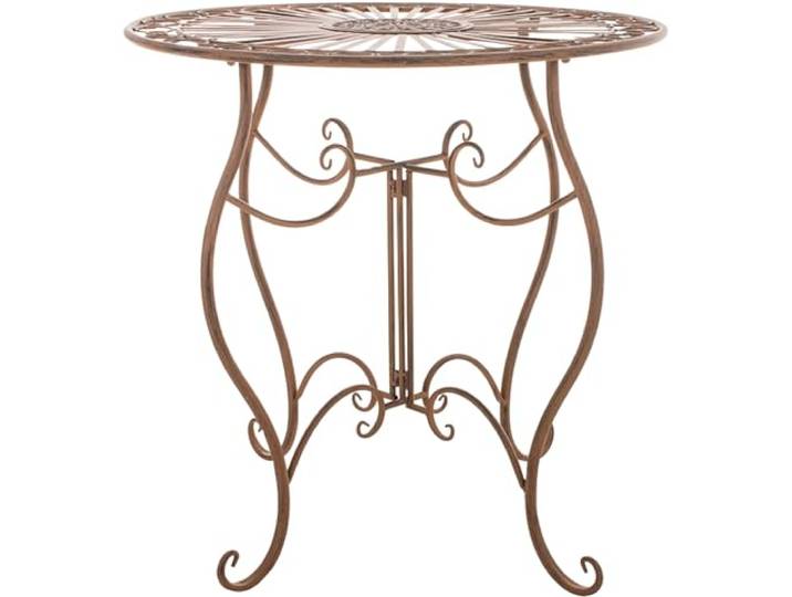 CLP Eisentisch Indra Metalltisch im nostalgischen Design für Garten & Balkon runder Bistrotisch wetterfest & pflegeleicht Farbe antik braun