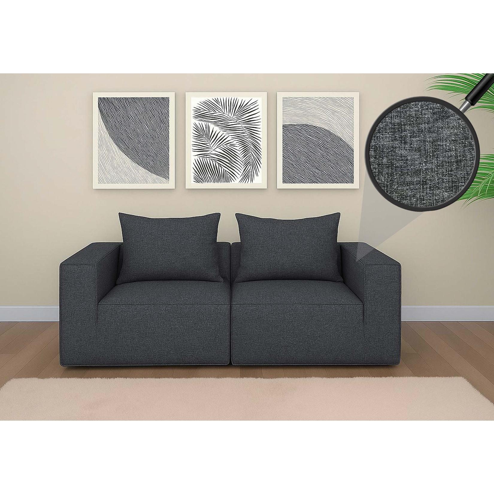 2er-Sofa/Zubehör für Sofa MCW-O54, Couch 2-Sitzer Loungesofa, modular Stoff/Textil (300g/m²) 63x194x97cm ~ dunkelgrau