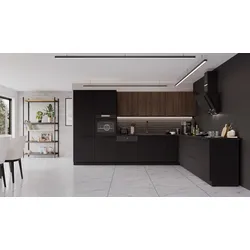 Winkelküche SIENA + MONZA 350x290 cm Küchenzeile Eckküche Küche Nußbaum Schwarz