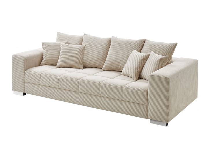 Big Sofa Cord beige - Nosagunterfederung 254 cm - BORNEO
