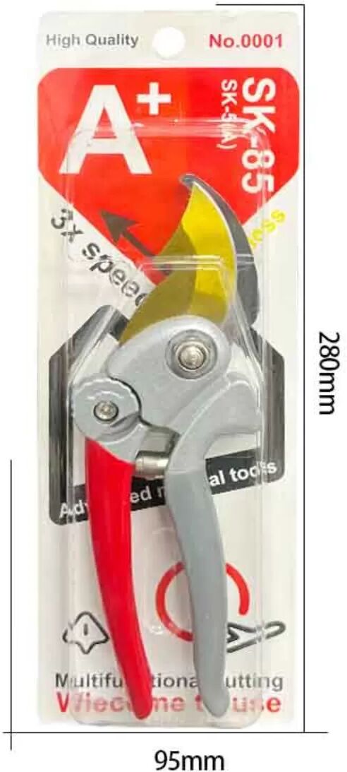 INF Sécateur de jardin : Coupe-branches en acier allié SK85 gris + rouge